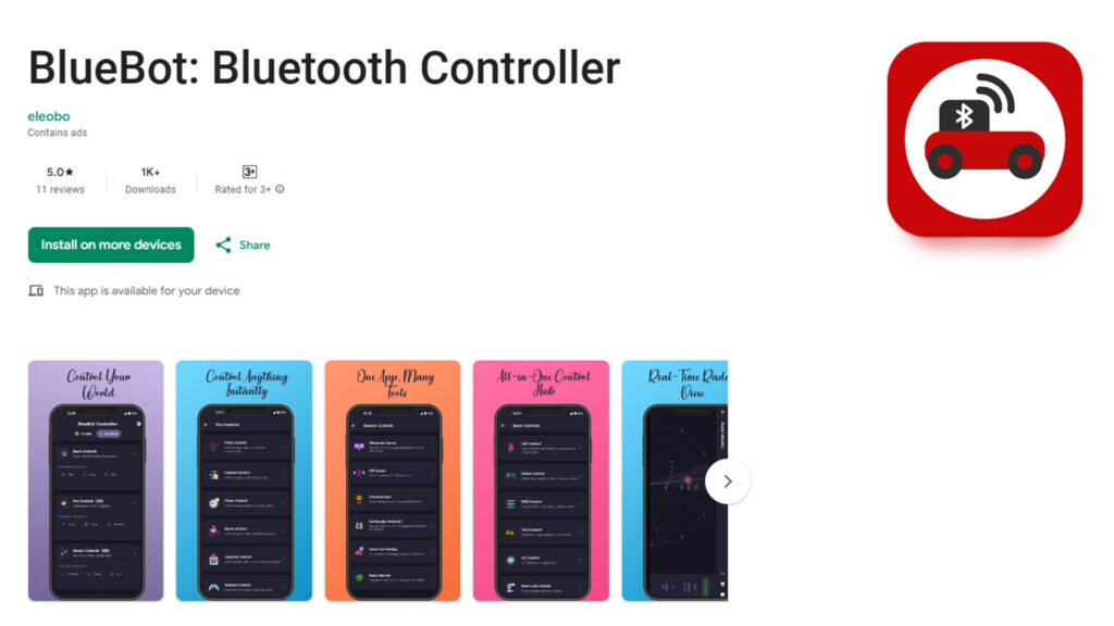 The best Android app for a Bluetooth robot BlueBot Bluetooth controller