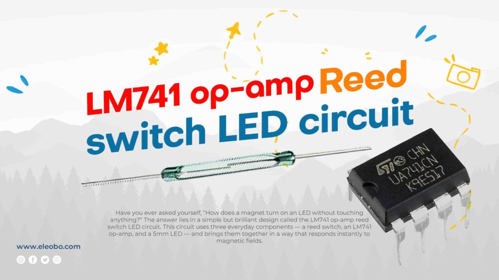 LM741 op-amp reed switch LED circuit_